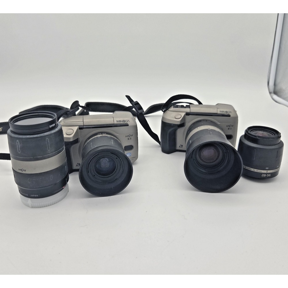 Minolta Vectis S-1 Camera Lens 28-56mm/56-170mm Lot Of 2 W/ Carry Bag - Untested